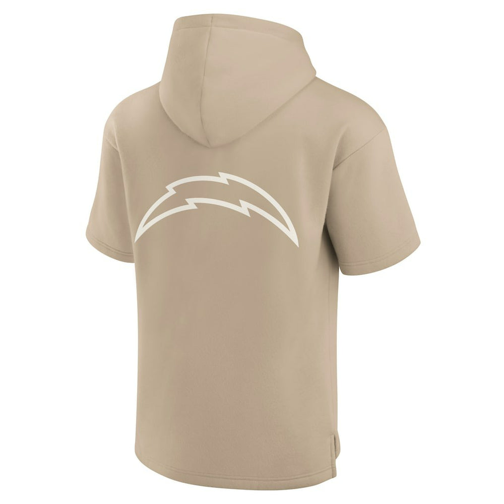 Fanatics Los Angeles Chargers Unisex Elements Super Soft Fleece Short Sleeve Pullover Hoodie Khaki