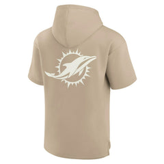 Fanatics Miami Dolphins Unisex Elements Super Soft Fleece Short Sleeve Pullover Hoodie Khaki