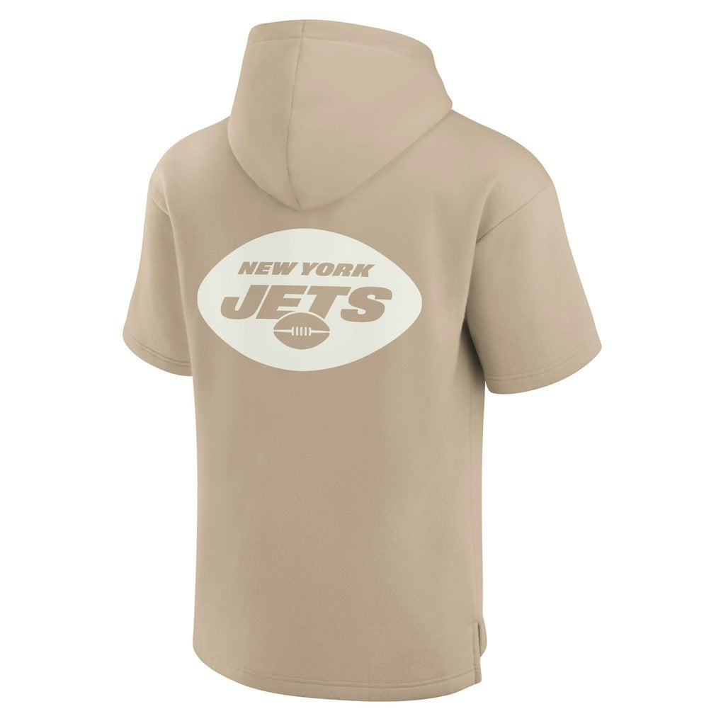Fanatics New York Jets Unisex Elements Super Soft Fleece Short Sleeve Pullover Hoodie Khaki