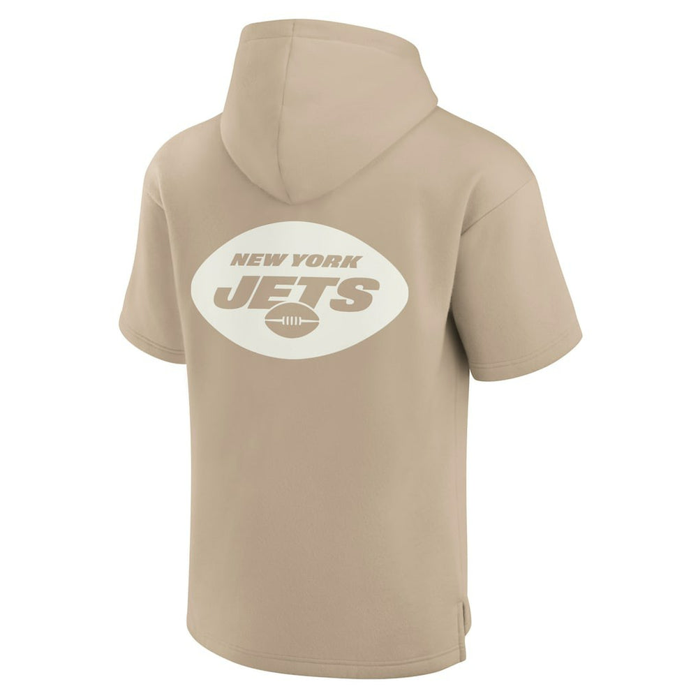 Fanatics New York Jets Unisex Elements Super Soft Fleece Short Sleeve Pullover Hoodie Khaki