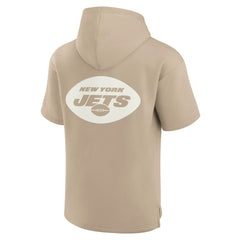 Fanatics New York Jets Unisex Elements Super Soft Fleece Short Sleeve Pullover Hoodie Khaki