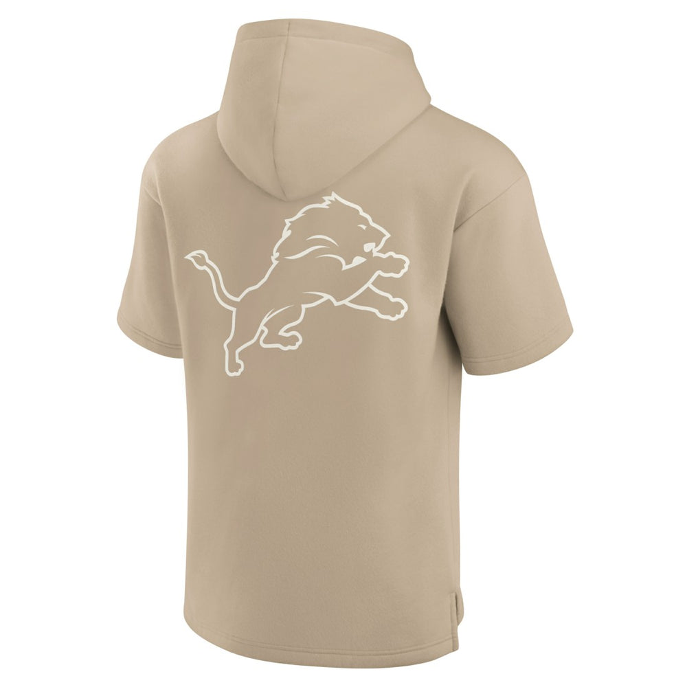 Fanatics Detroit Lions Unisex Elements Super Soft Fleece Short Sleeve Pullover Hoodie Khaki