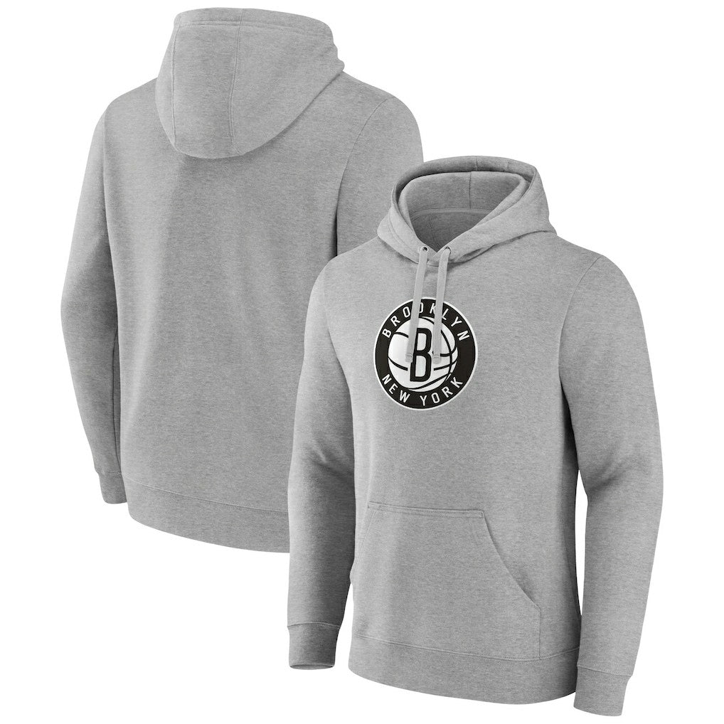 Brooklyn Nets Primary Logo Pullover Hoodie Heather Gray | Fanatics Near Me