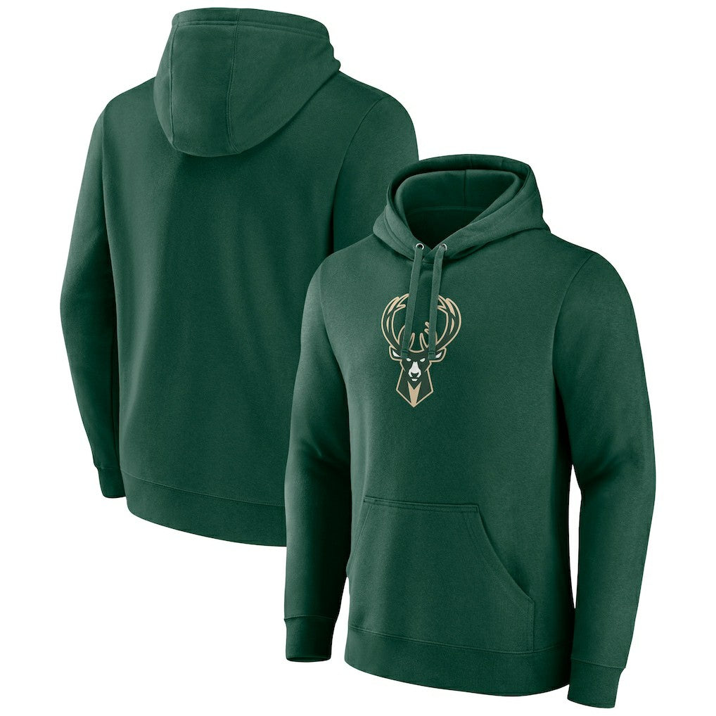 Milwaukee Bucks Primary Logo Pullover Hoodie Hunter Green | Fanatics Near Me