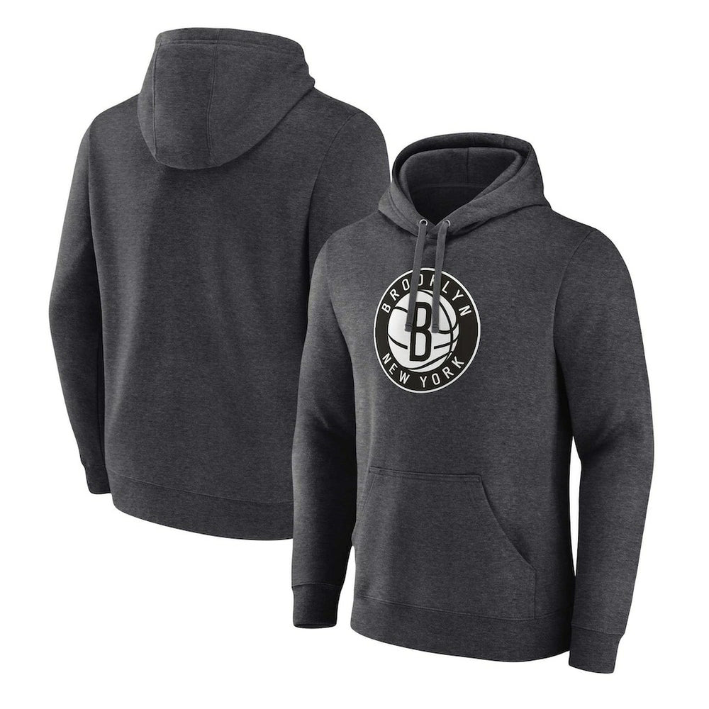 Brooklyn Nets Primary Logo Pullover Hoodie Heather Charcoal | Fanatics for sale