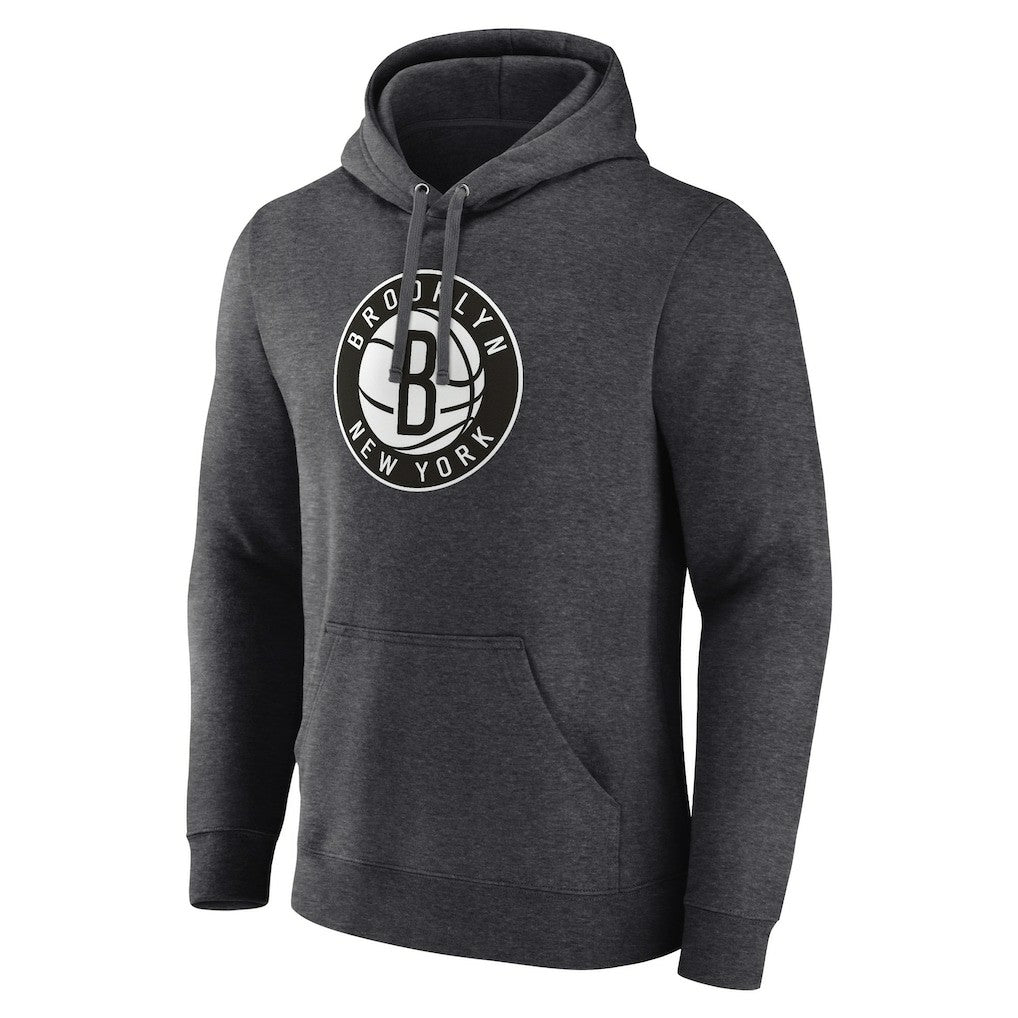 Brooklyn Nets Primary Logo Pullover Hoodie Heather Charcoal | Fanatics for sale