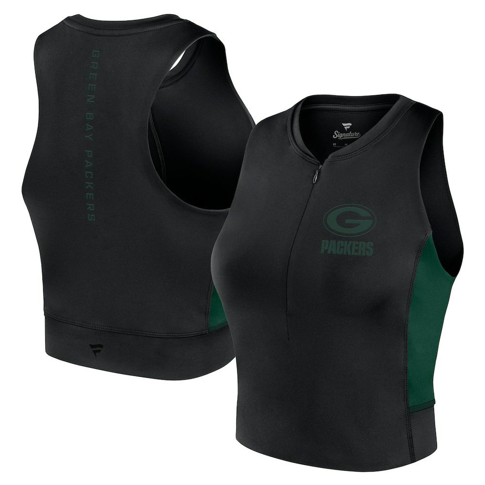 Fanatics Green Bay Packers Women's Studio Fitted Gym Tank Top Black