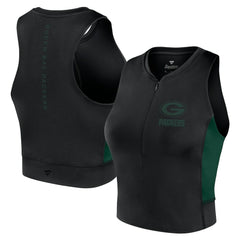 Fanatics Green Bay Packers Women's Studio Fitted Gym Tank Top Black