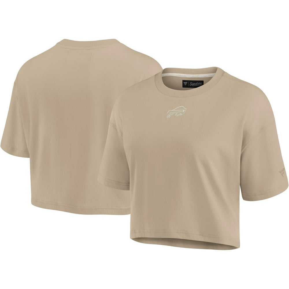 Fanatics Buffalo Bills Women's Elements Super Soft Boxy Cropped T-Shirt Khaki