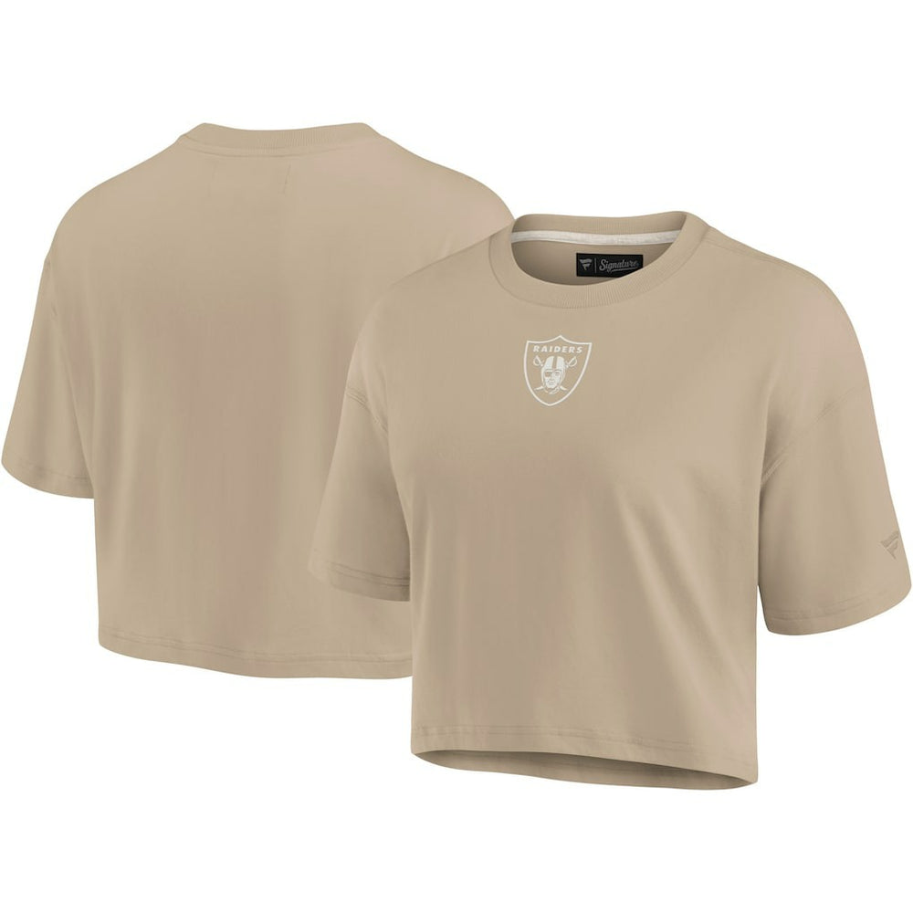 Fanatics Las Vegas Raiders Women's Elements Super Soft Boxy Cropped T-Shirt Khaki
