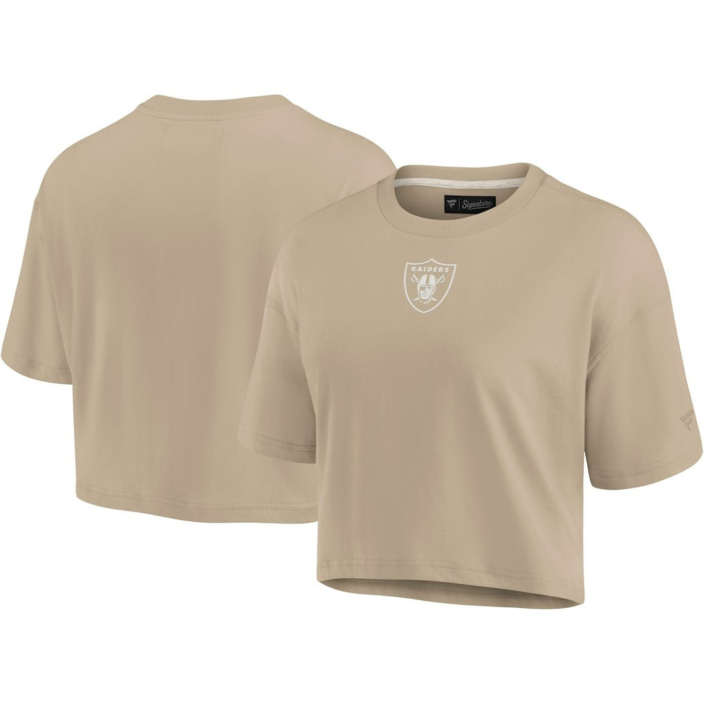 Fanatics Las Vegas Raiders Women's Elements Super Soft Boxy Cropped T-Shirt Khaki