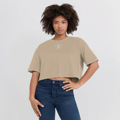 Fanatics Las Vegas Raiders Women's Elements Super Soft Boxy Cropped T-Shirt Khaki