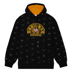 Boston Bruins Mitchell & Ness 100th Anniversary Allover Print Pullover Hoodie - Black - NHL 200328487