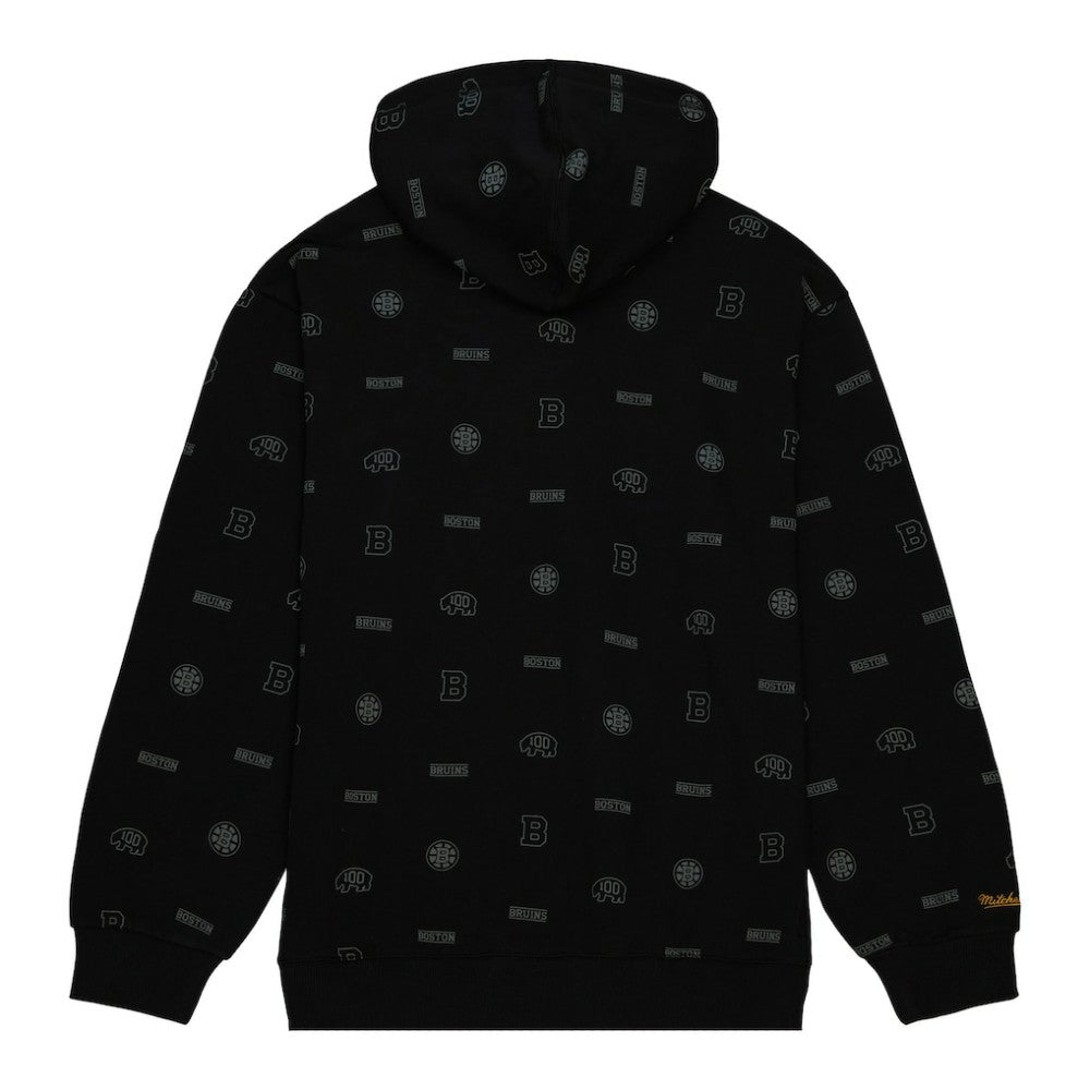 Boston Bruins Mitchell & Ness 100th Anniversary Allover Print Pullover Hoodie - Black - NHL 200328487