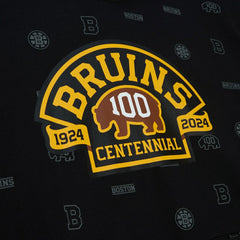 Boston Bruins Mitchell & Ness 100th Anniversary Allover Print Pullover Hoodie - Black - NHL 200328487