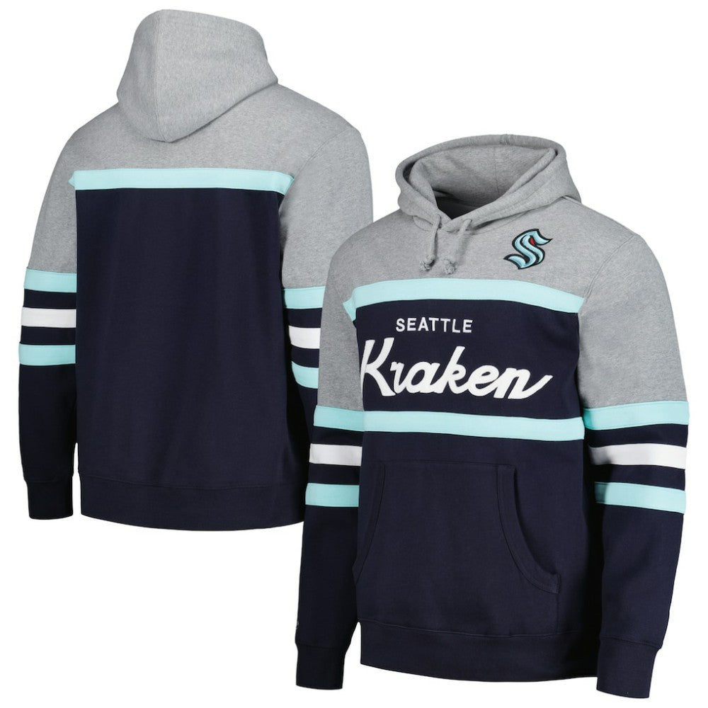 Seattle Kraken Head Coach Pullover Hoodie - Deep Sea Blue/Gray - NHL 200328535