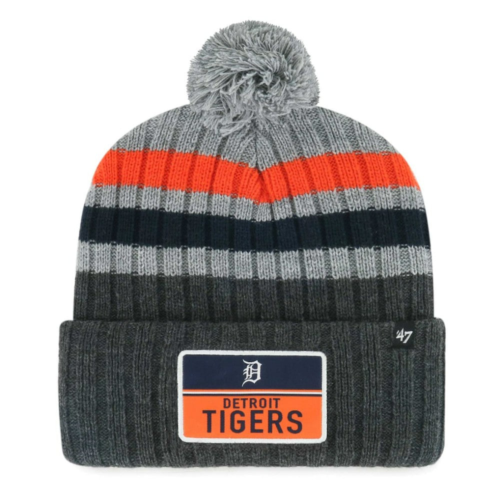 Detroit Tigers '47 Stack Cuffed Knit Hat with Pom - Gray - 47 brand Online