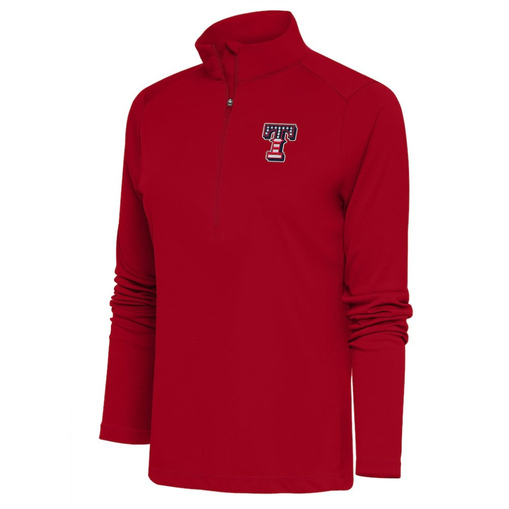 Texas Rangers Antigua Women's Patriotic Tribute Half-Zip Pullover Top - Red - MLB Discount