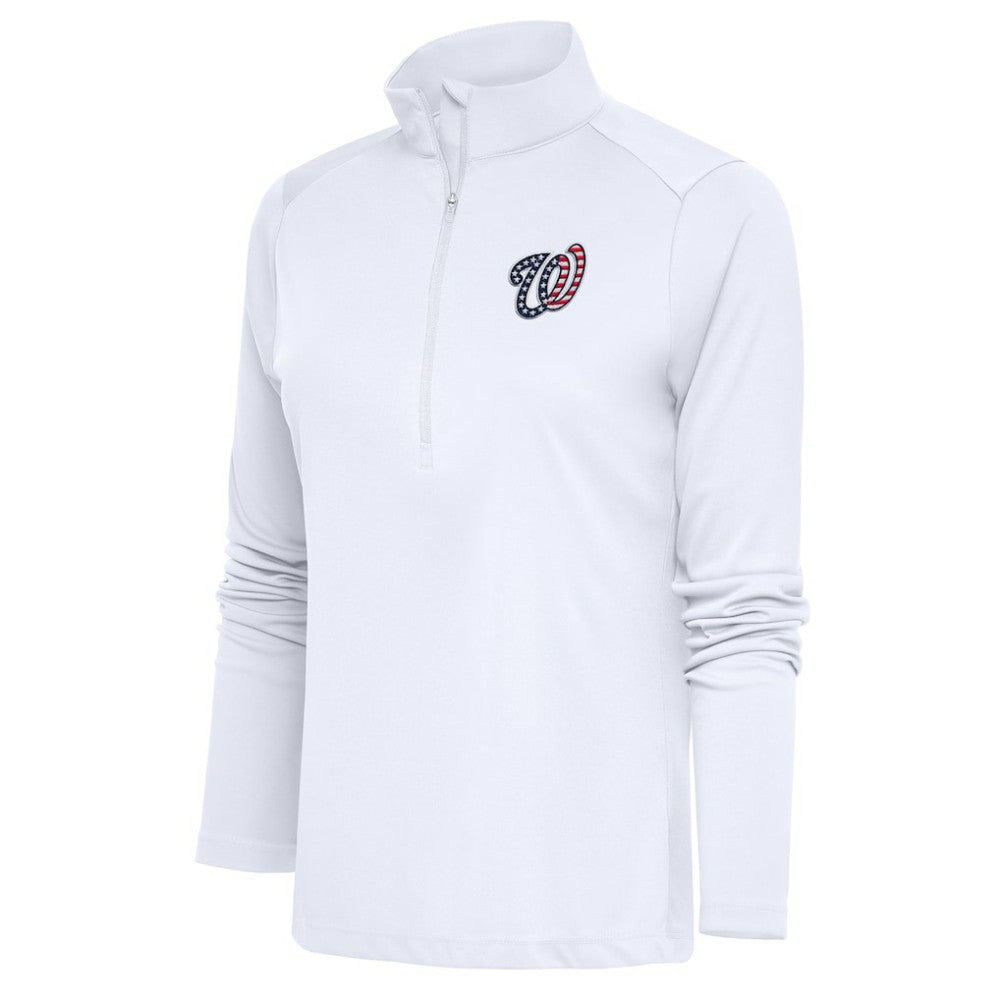 Washington Nationals Antigua Women's Patriotic Tribute Half-Zip Pullover Top - White - MLB Sale