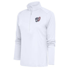 Washington Nationals Antigua Women's Patriotic Tribute Half-Zip Pullover Top - White - MLB Sale