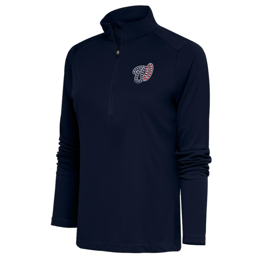 Washington Nationals Antigua Women's Patriotic Tribute Half-Zip Pullover Top - Navy - MLB Sale