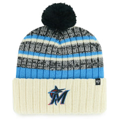 Miami Marlins '47 Tavern Cuffed Knit Hat with Pom - Natural - 47 brand Sale