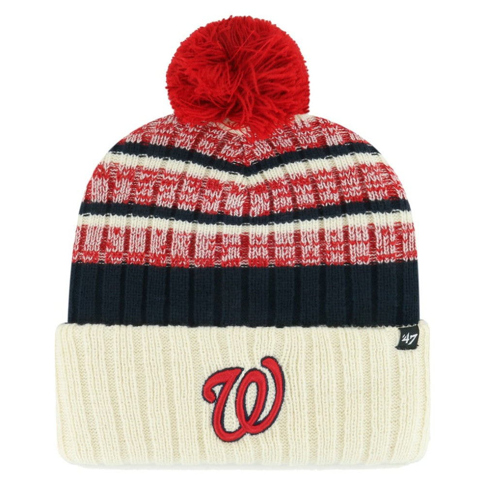 Washington Nationals '47 Tavern Cuffed Knit Hat with Pom - Natural - 47 brand Discount