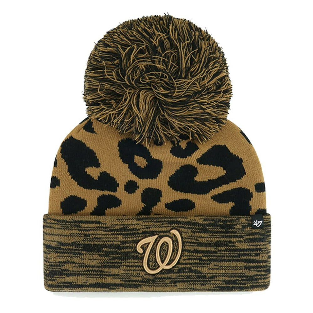 Washington Nationals '47 Women's Leopard Rosette Cuffed Knit Hat with Pom - 47 brand Sale