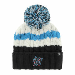 Miami Marlins '47 Women's Ashfield Cuffed Knit Hat with Pom - White/Black - 47 brand Online