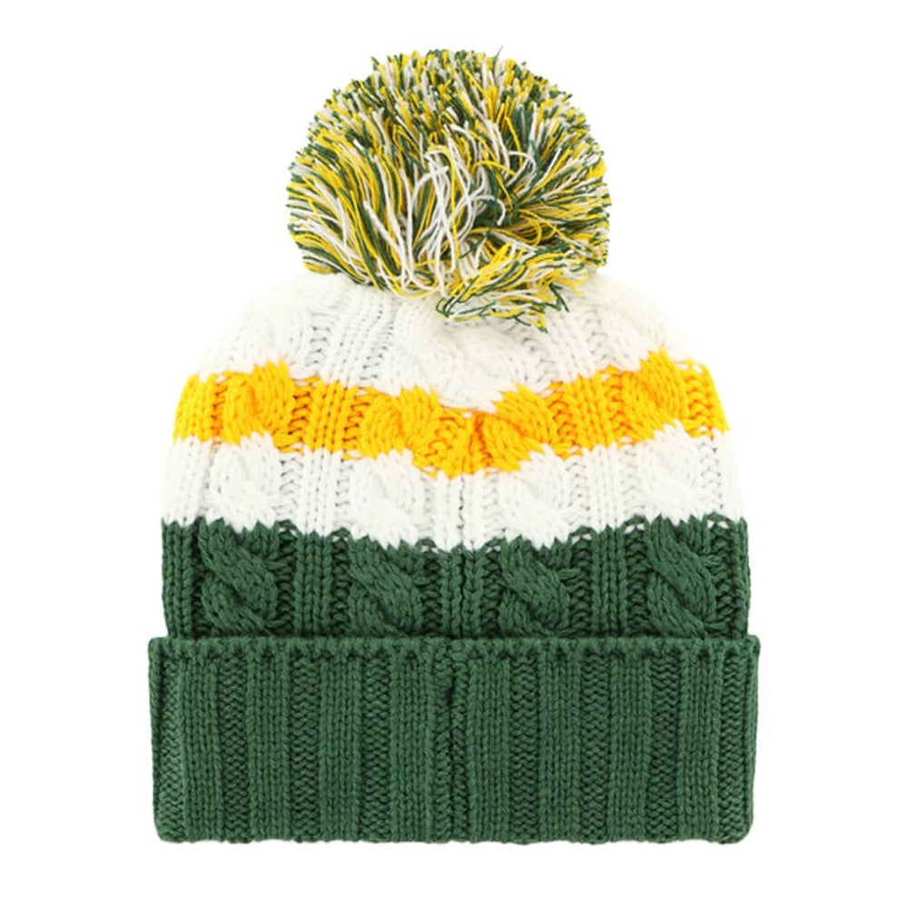Athletics '47 Women's Ashfield Cuffed Knit Hat with Pom - White/Green - 47 brand Sale