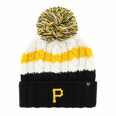 Pittsburgh Pirates '47 Women's Ashfield Cuffed Knit Hat with Pom - White/Black - 47 brand Lifestyle