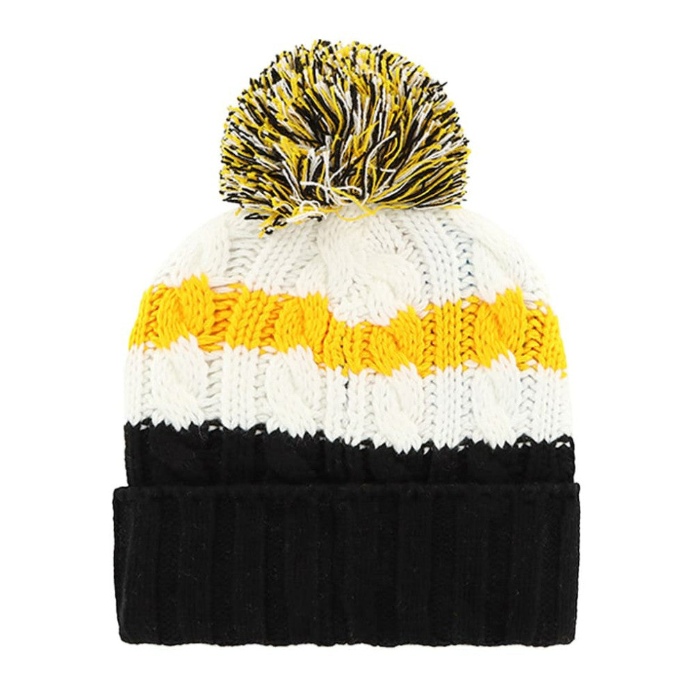 Pittsburgh Pirates '47 Women's Ashfield Cuffed Knit Hat with Pom - White/Black - 47 brand Lifestyle