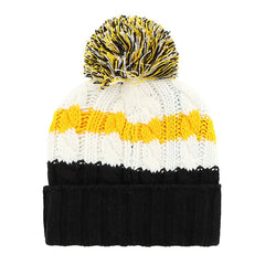 Pittsburgh Pirates '47 Women's Ashfield Cuffed Knit Hat with Pom - White/Black - 47 brand Lifestyle