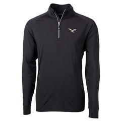 Philadelphia Eagles Cutter & Buck Gridiron Classics Big & Tall Adapt Eco Knit Stretch Recycled Quarter-Zip Pullover Top Black