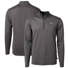 Philadelphia Eagles Cutter & Buck Gridiron Classics Big & Tall Virtue Eco Pique Micro Stripe Recycled Quarter-Zip Pullover Top Charcoal
