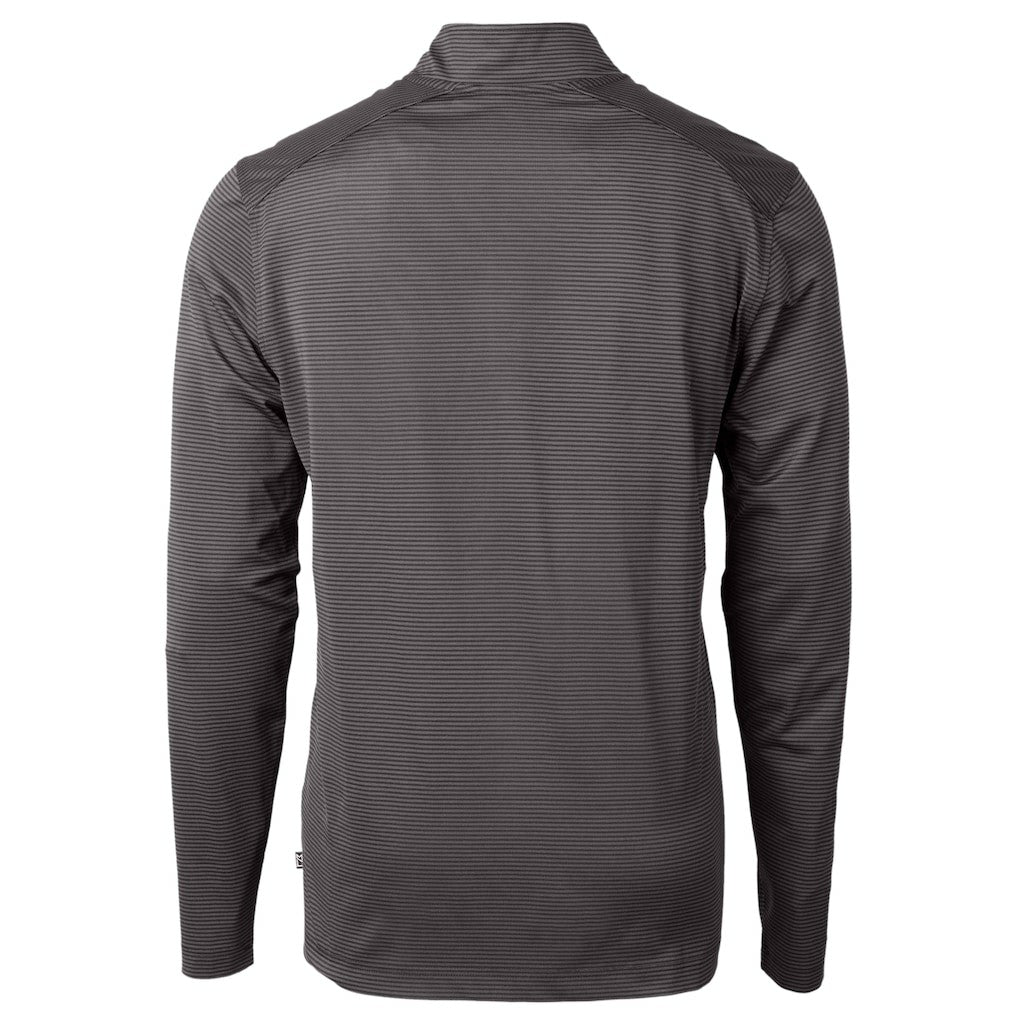 Philadelphia Eagles Cutter & Buck Gridiron Classics Big & Tall Virtue Eco Pique Micro Stripe Recycled Quarter-Zip Pullover Top Charcoal