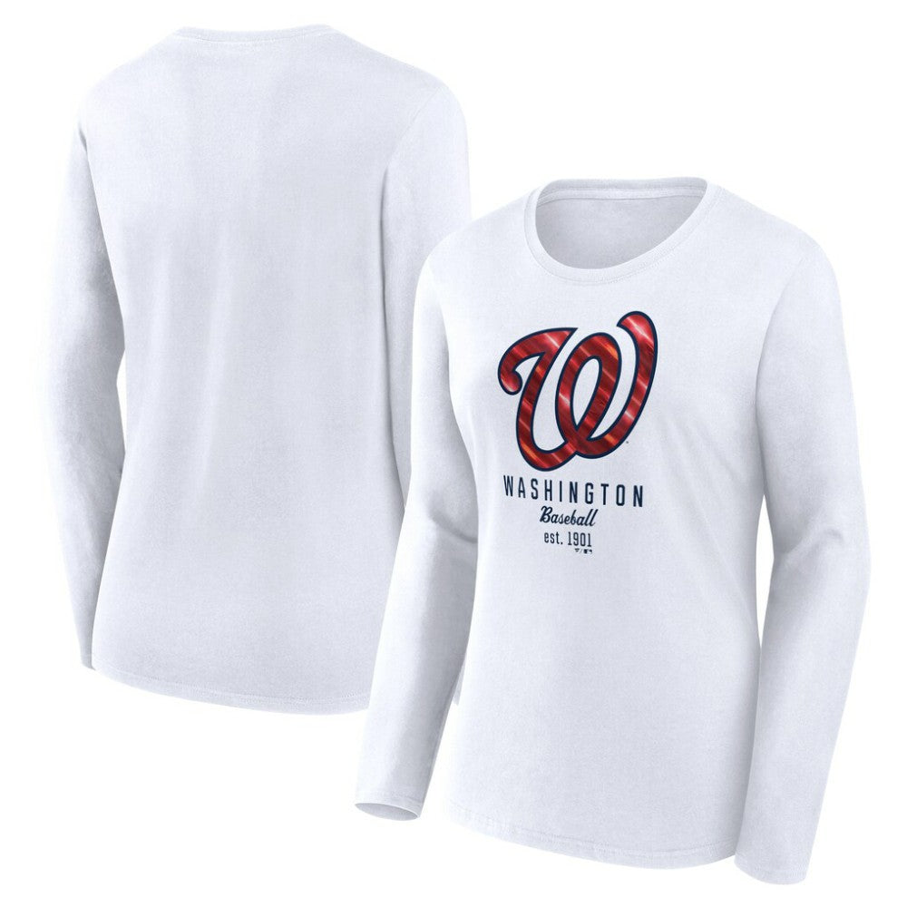 Washington Nationals Fanatics Women's Lightweight Fitted Long Sleeve T-Shirt - White - Fanatics Discount