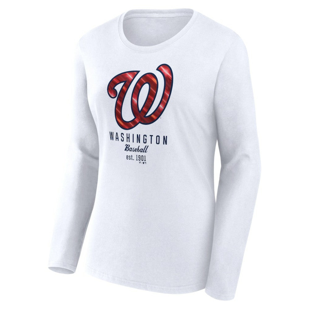 Washington Nationals Fanatics Women's Lightweight Fitted Long Sleeve T-Shirt - White - Fanatics Discount
