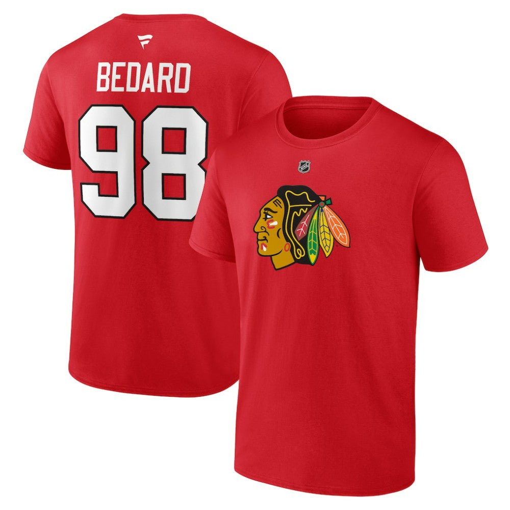 Connor Bedard Chicago Blackhawks Fanatics Authentic Stack Name & Number T-Shirt - Red - NHL 200351239