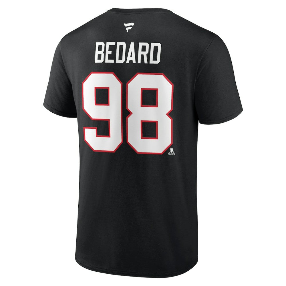 Connor Bedard Chicago Blackhawks Fanatics Authentic Stack Name & Number T-Shirt - Black - NHL 200351240