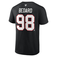 Connor Bedard Chicago Blackhawks Fanatics Authentic Stack Name & Number T-Shirt - Black - NHL 200351240
