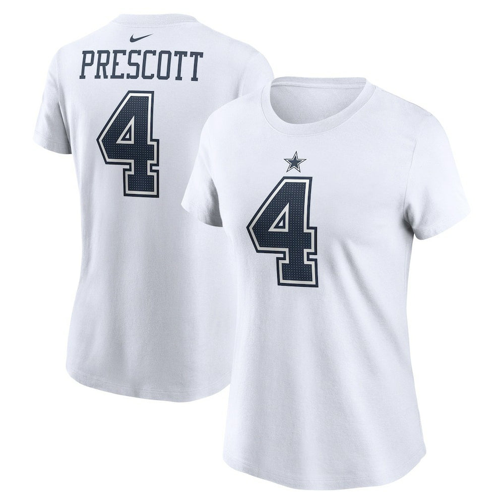 Nike Dak Prescott Dallas Cowboys Women's Player Name & Number T-Shirt White