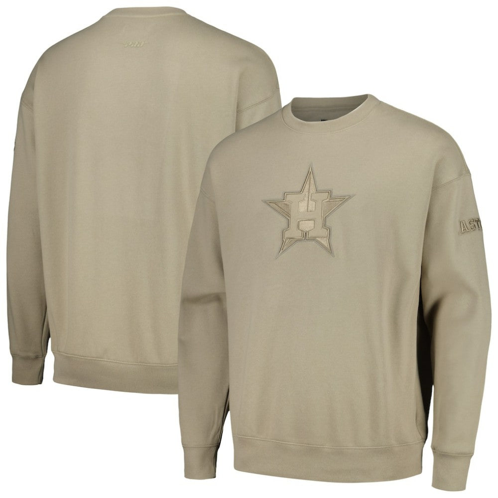 Houston Astros Pro Standard Neutral Drop Shoulder Pullover Sweatshirt - Pewter - MLB Lifestyle