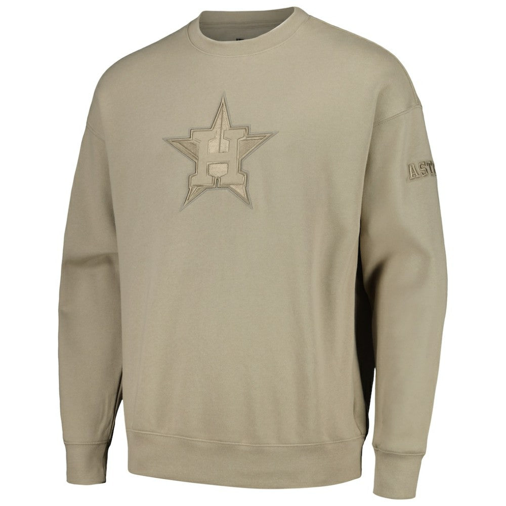 Houston Astros Pro Standard Neutral Drop Shoulder Pullover Sweatshirt - Pewter - MLB Lifestyle