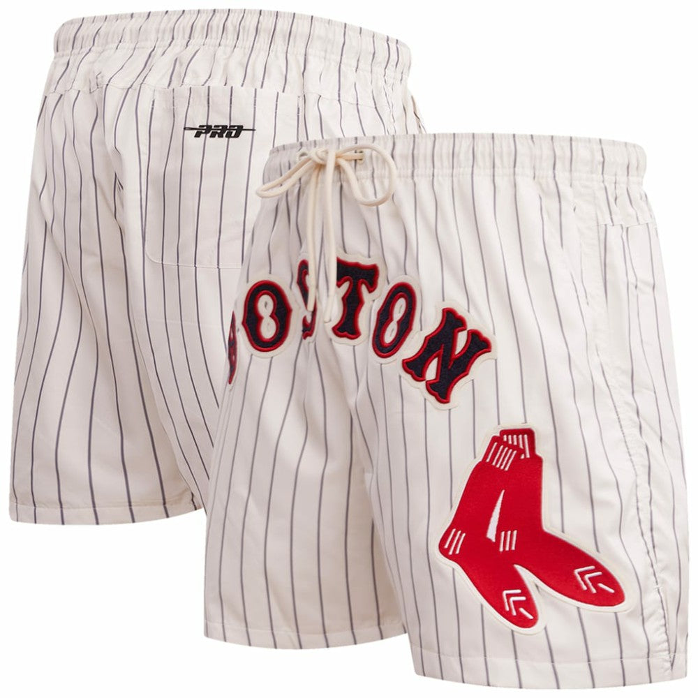 Boston Red Sox Pro Standard Pinstripe Retro Classic Woven Shorts - Cream - MLB on Sale