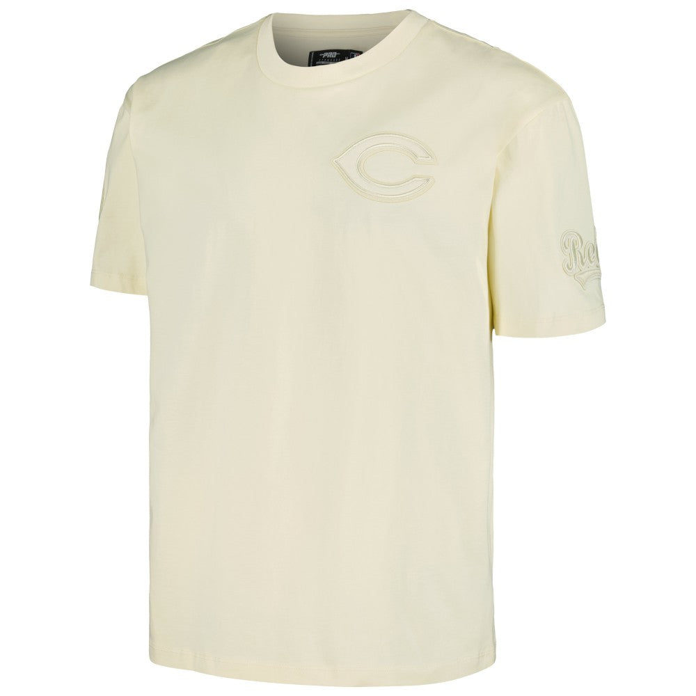 Cincinnati Reds Pro Standard Oversized Neutral CJ Dropped Shoulders T-Shirt - Cream - MLB Sale