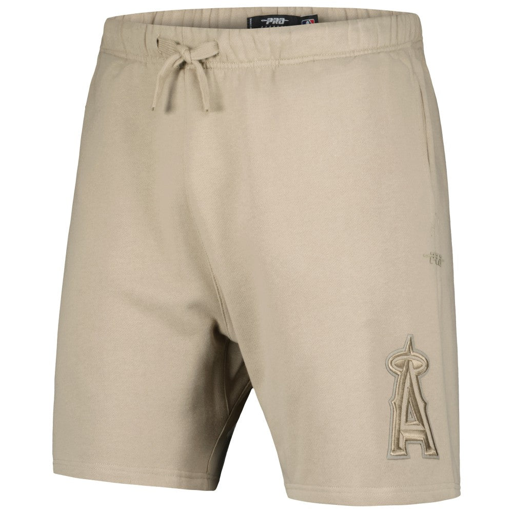 Los Angeles Angels Pro Standard Neutral Fleece Shorts - Khaki - MLB Discount