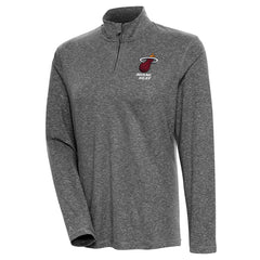 Miami Heat Antigua Women's Confront Quarter-Zip Pullover Top Heather Black