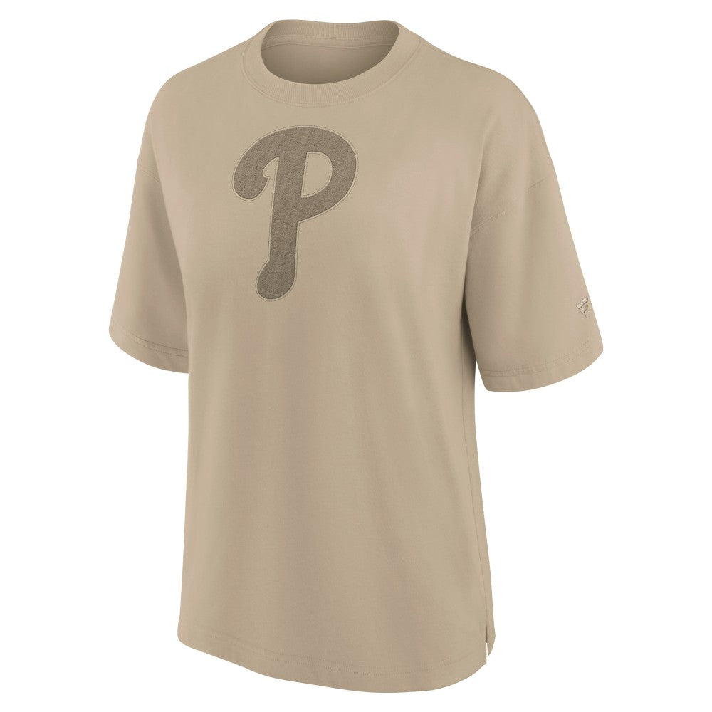 Philadelphia Phillies Fanatics Women's Oversized Elements T-Shirt - Khaki - Fanatics Discount