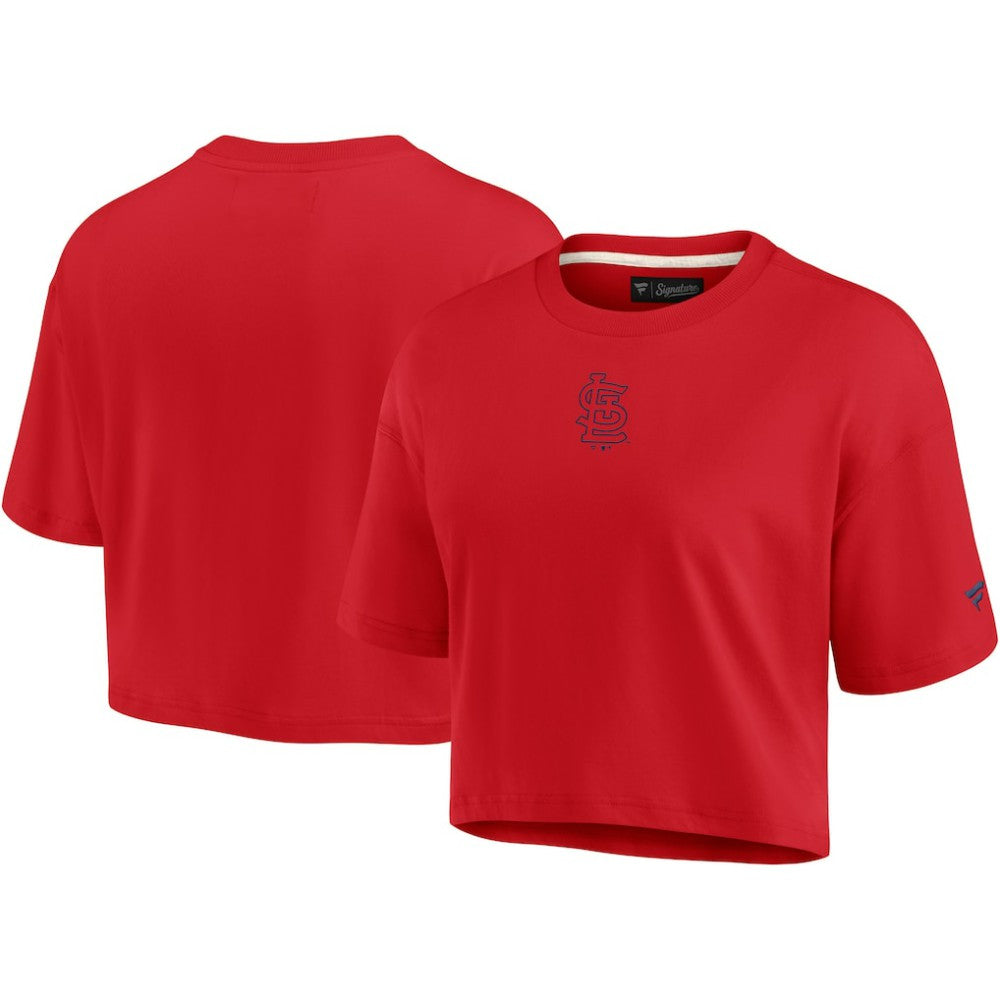 St. Louis Cardinals Fanatics Women's Elements Super Soft Boxy Cropped T-Shirt - Red - Fanatics Lifestyle